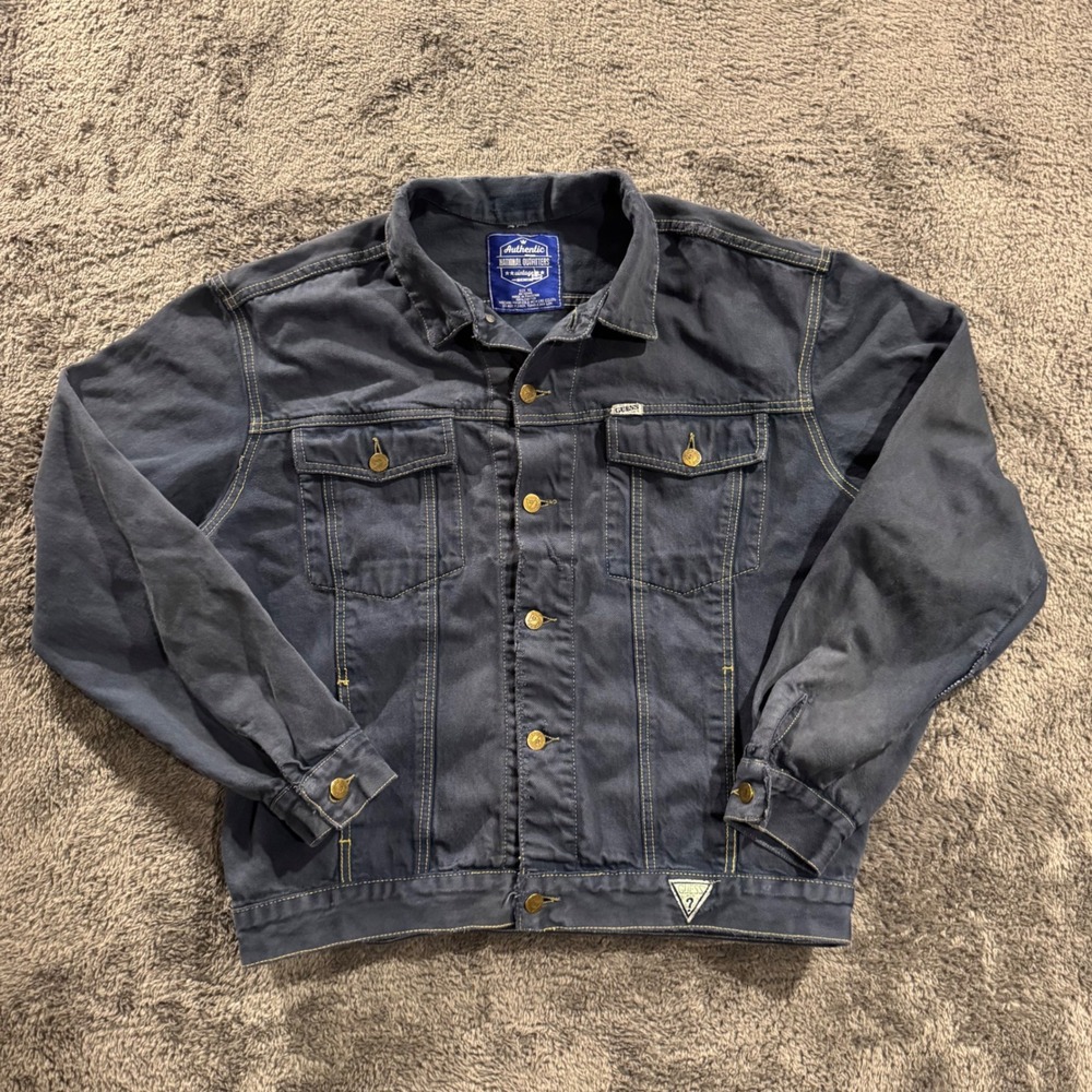 Vintage Guess Mens Denim Trucker Jacket XL Blue Faded Distressed 90s Cotton